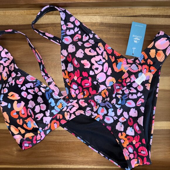 Cupshe Leopard Print Bralette & Standard Rise Hipster Bikini Set (L) - Picture 3 of 8